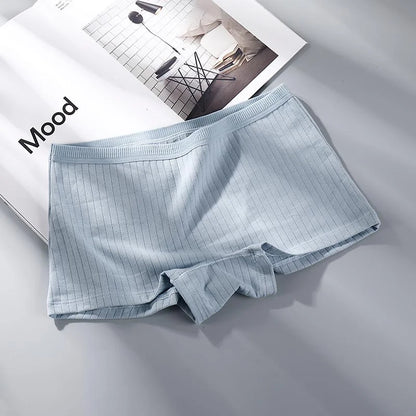 Women Pure Cotton Flat Angle Underwear with High Waist and Tight Belly Thread, Antibacterial Cotton Pants Four Corner Panties