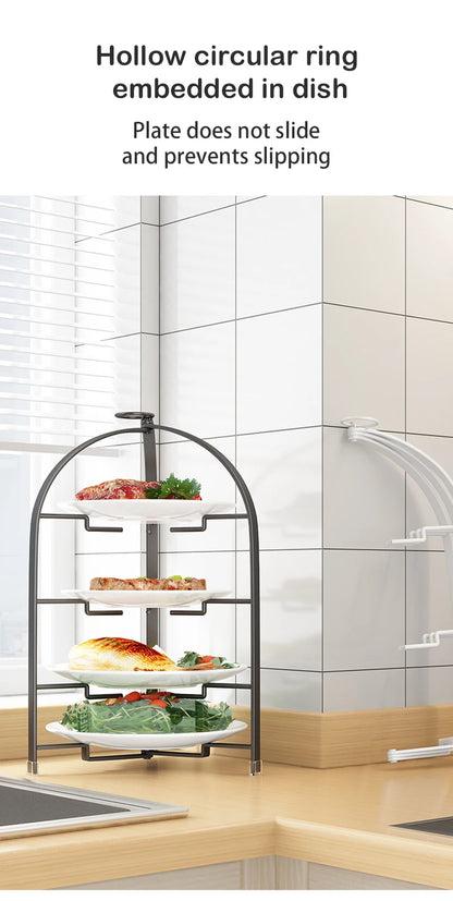 Kitchen Storage Rack | Wall Mounted Rust Proof Rack, Foldable Side Dish Organizer with Drawer