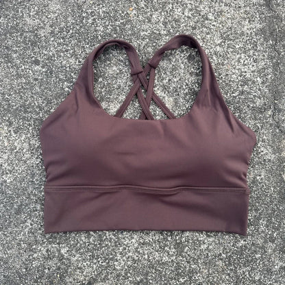Solid Color Soft Tight Gym Yoga Underwear high strength shockproof Women Cross Back Fitness Bra Sport Top Comprehensive Butter
