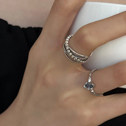 Sterling Silver Rings Adjustable Vintage Hip Hop Couples Silver Bands | Hollow Line Design