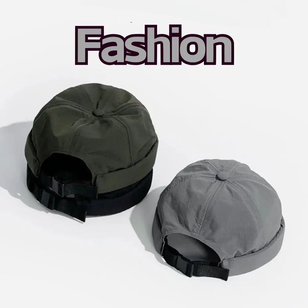 Spring Summer New Casual Landlord Hat Street Melon Skin Tide Hats Without Brim Retro Hip Hop Cap Unisex Docker Cap Brimless Hat