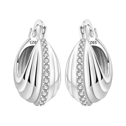 Orstarry S925 Sterling Silver Square Chain With Stone Inlaid Earrings Hoop Earrings For Women Jewelry Original Party Trendy Gift