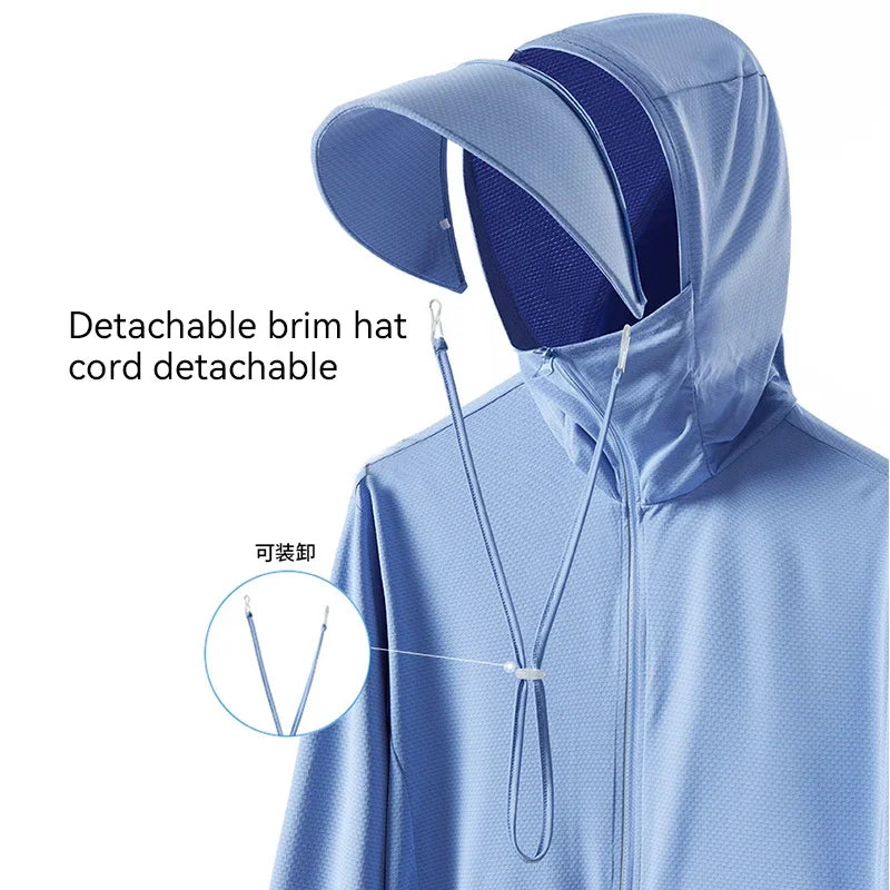 Summer sun protective clothing ultra-thin breathable sun protective clothing women's UV-proof large size hooded ice silk skin cl