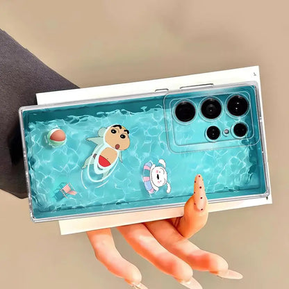 Case for Samsung Galaxy S25 Edge S24 S22 FE S21 S23 Ultra S20 Plus S26 Note 20 Ultra 10 Phone Cover Cute Crayons Shinchan