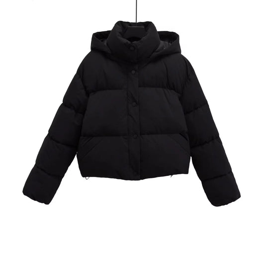 Women's Puffer Jacket - Lightweight Hooded Winter Coat With Zipper & Stand Collar