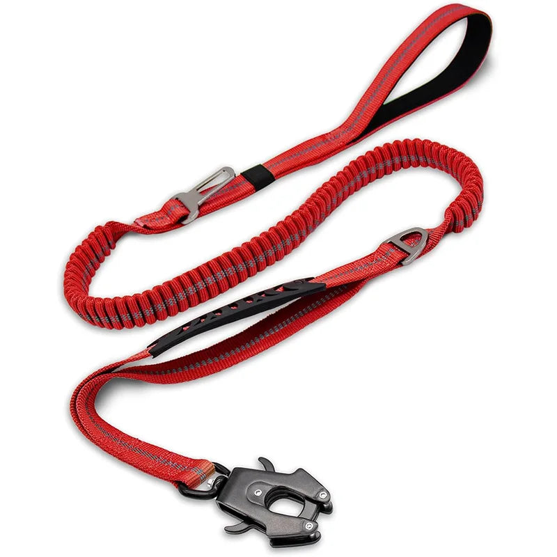 Reflective Shock Absorbing Pet Leashes with Car Seatbelt for Large Dogs Heavy Duty Tactical Bungee Dog Leash No Pull Dog Leash