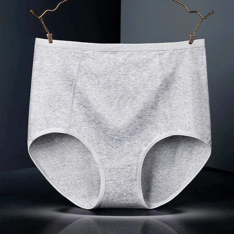 3pcs Pure Cotton Brief Female Solid Panties Girls High Waist Comfort Underpants Lady Plus Size Underwear Women Ventilate Pantys