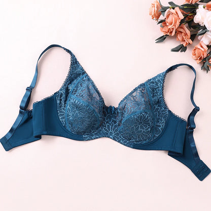 Sexy Womens Bras Ultra-Thin Perspective Deep V Lace Sheer Plus Size Bra Female Underwear Lingerie BH Tops D E F Cup