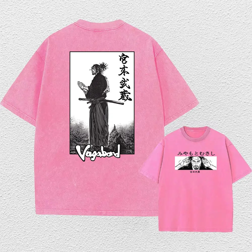 Men Streetwear Tshirt - Vintage Harajuku Anime Graphic Print Black Cotton Tee