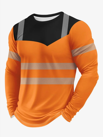Men's 3D Printed New Secure Logo Color Blocking Design Long-Sleeved T-Shir Fashion Spring Daily Casual Work Wear Men's T-Shirts