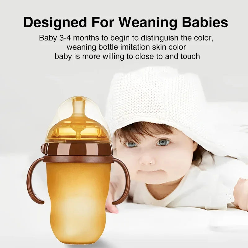 150ML/250ML Portable Baby Bottle Slicone Feeding Bottle With Handle Baby drop-resistant Bottles Newborn Bottle BPA Free
