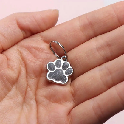Cat Dog Paw Print Dog Cat Tags Anti-Lost Pet Glitter Pendant with Hook Exquisite Pet Collar Tag Pendant Kitten
