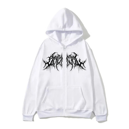 Y2K Zip-Up Hoodie, Men, Clothes with Graphic Prints, Hip Hop Style, Gothic 2025 Autumn Winter Keep Warm Long Sleeves Sweatshirt