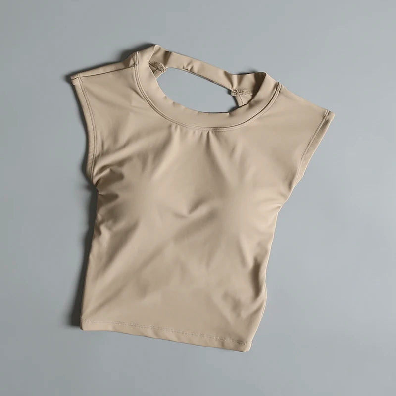 Backless Sports T-Shirt – Women's Slimming Yoga Top With Quick Dry Vest