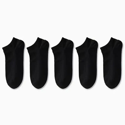 5/10 Pairs Men's  Boat Socks Business Sport Sweat Absorption Mature Summer Autumn Solid Color Non Pilling Versatile Ankle Socks