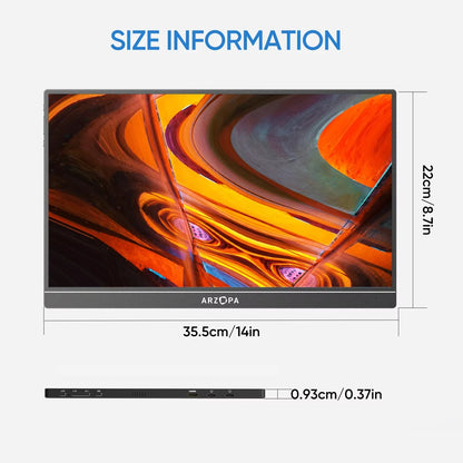 Portable Monitor 15.6 Inch – FHD 1080P IPS USB-C Mini HDMI External Second Screen with Built-In Speaker