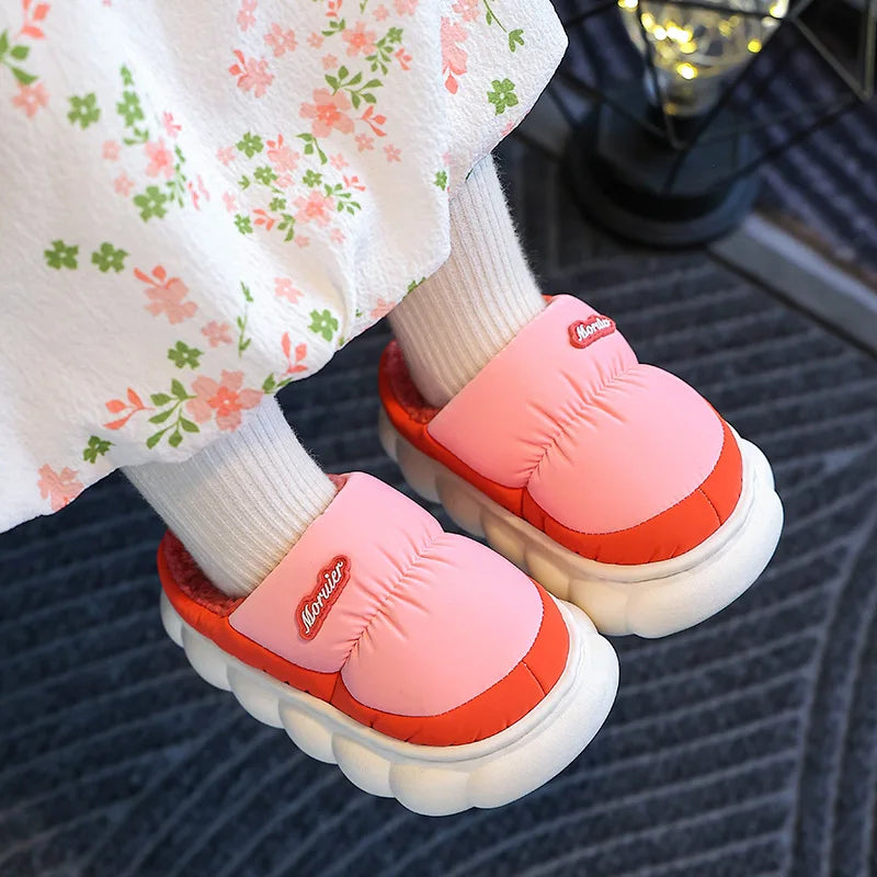 Children Winter Slippers - Waterproof Kids Cotton Slippers | Warm Woolen Home Shoes