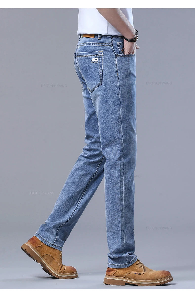 Light Blue Slim Fit Jeans - Stylish Casual Stretch Denim Pants - ZOOMNSTORE