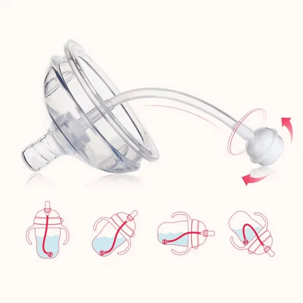 New 0-36 months baby nano-silicone bottle 240ml 150ml with handle Breastmilk-like design Soft milk pulling