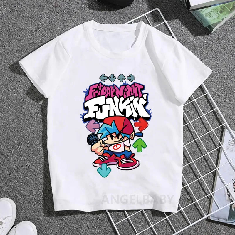 Hot Game Friday Night Funkin Cartoon Kids T shirt Girls Summer Fashion Tops Baby Boys Clothes Children Short Sleeve T-shirt
