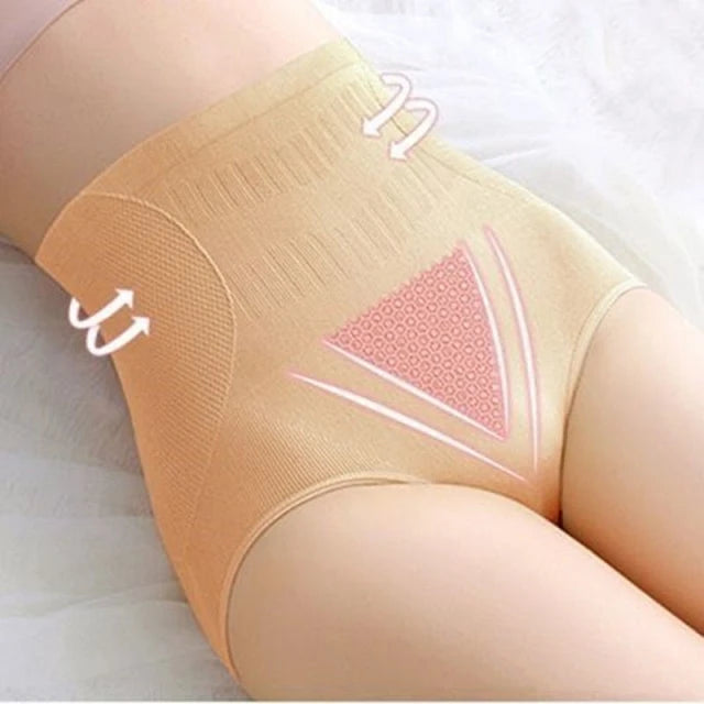 High Waisted Compression Lady Panties for Women Strong Hip Lifting Underwear Graphene Antibacterial Cotton Crotch Female Briefs