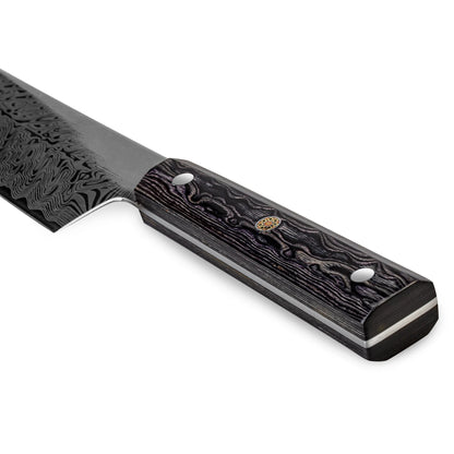 Damascus Chef Knife - Japanese Santoku Slicing Knife with Solid Wood Handle