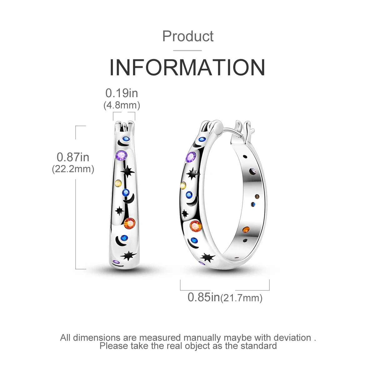 Sterling Silver Hoop Earrings – Zirconium Star Drop Style For Women’s Anniversary Jewelry Gift