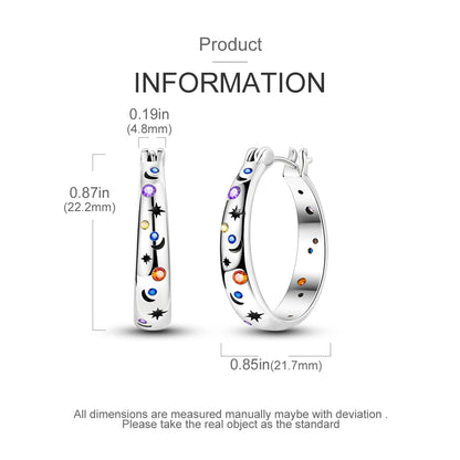 Sterling Silver Hoop Earrings – Zirconium Star Drop Style For Women’s Anniversary Jewelry Gift