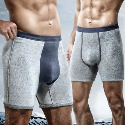 Men's Thermal Underwear Fleece Thickened Anti-wear Leg Lengthened Boxers Autumn Winter Briefs Elderly Heating Flat-angle Pants