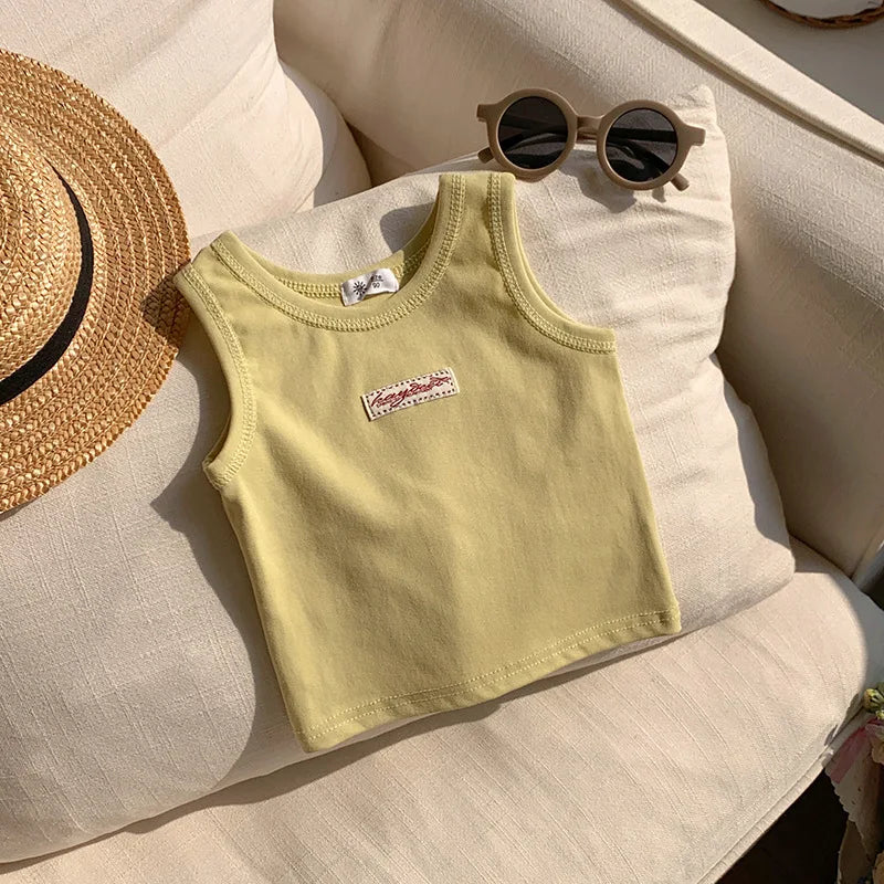 Kids Summer Clothes Sleeveless T-shirt Fashion Children T-shirt For Girls Boys Cotton Vest Tops