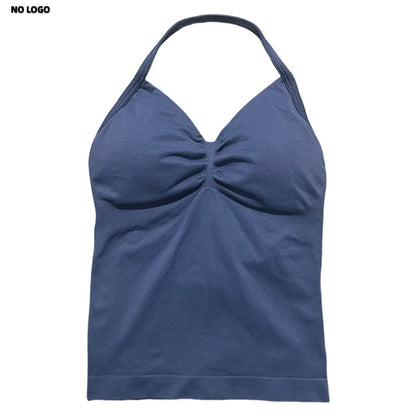 Women Yoga Vest - Longline Strappy Top | Breathable Fitness Tank Top Open Back Halter