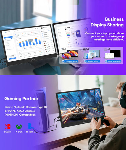 Portable Monitor - ZEUSLAP 15.6 Inch Full HD IPS Panel USB-C HDMI Display