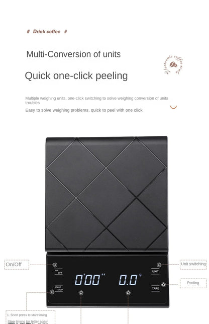 Digital Kitchen Scale - USB Charging Coffee Scale with Timer & LED Display