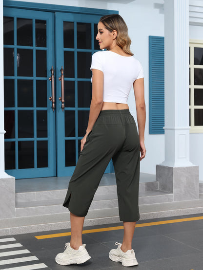 Women Casual Cropped Capris Cargo Pants, Outdoor Lightweight Capris Yoga Flared Pants, Breathable Quality Sweatpants