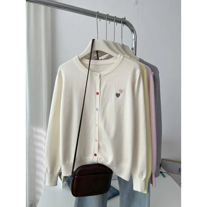 Fashion Versatile Women Sweater 2026 Autumn Winter Elegant Embroidered Women Knit Cardigan Long Sleeve Unique Colorful Buttons