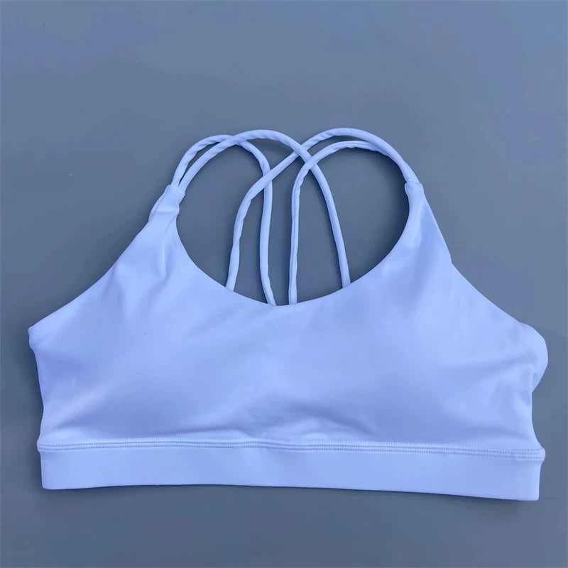 Women Fitness Bra - High Support Cross Back Sports Top With Chest Pad