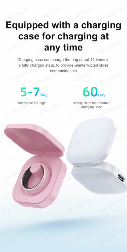 Smart Ring Couple Space Interaction Health and Sleep Monitor Multi Sport Mode Gesture Control 5ATM Waterproof with Charging Case