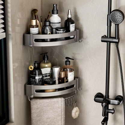 Aluminum Corner Shower Rack - Wall Mounted Bathroom Storage Organizer