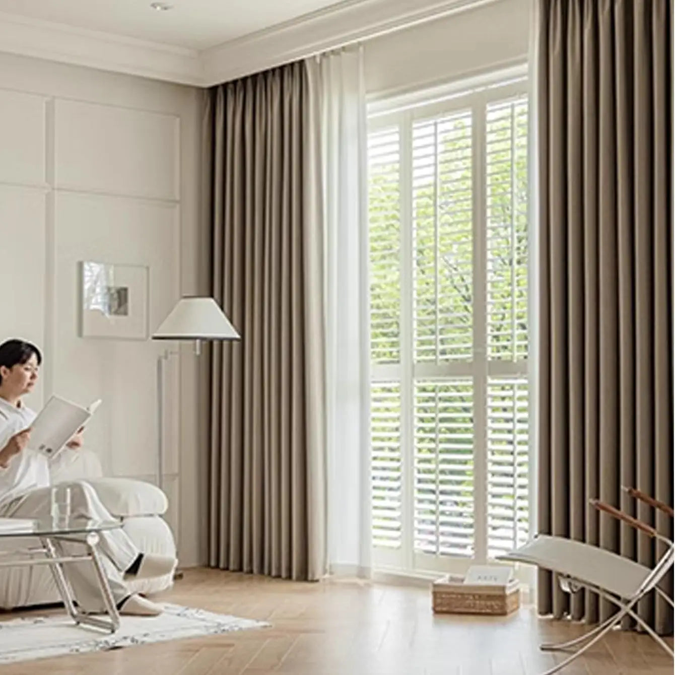 Blackout Curtains – Milk Tea Cotton Blend Room Darkening Drapes for Bedroom