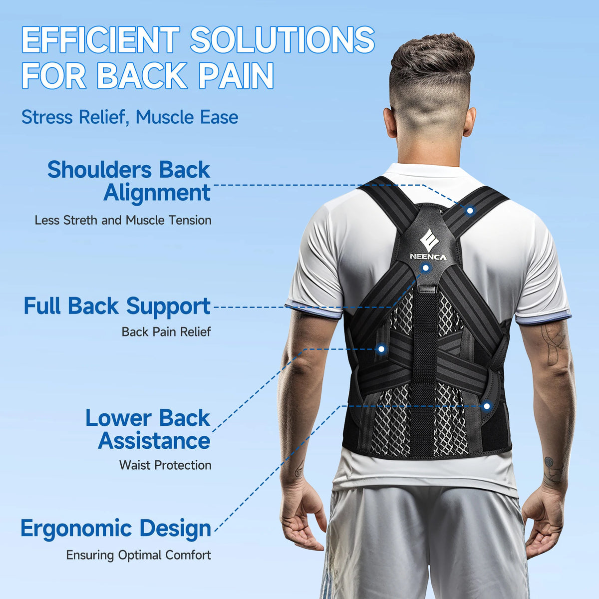 Posture Corrector Back Brace Adjustable Back Support for Women and Men Shoulder Straightener Neck Upper Lower Back Pain Relief