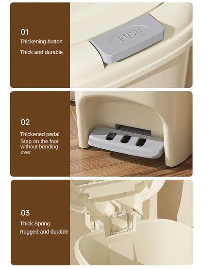 Double Pedal Trash Can 10L20L - Large Capacity Foot-Push Bin for Kitchen Bathroom Living Room