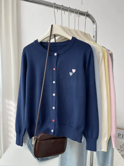 Fashion Versatile Women Sweater 2026 Autumn Winter Elegant Embroidered Women Knit Cardigan Long Sleeve Unique Colorful Buttons