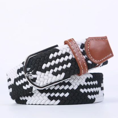 Unisex Stretch Jeans Belt - Casual Knitted Woven Canvas Pin Buckle