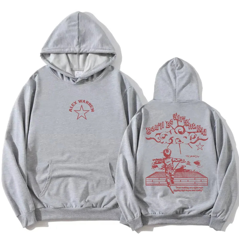 Alex Warren You'll Be Alright, Kid Hoodies Fashion Long Sleeve Hooded Sweatshirts Casual Design Graphic Print Pullovers Unisex