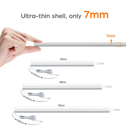 Motion Touch Sensor LED Lights Wireless Light Penetrable Wood Aluminum Bar Light Cabinet Wardrobe Lamp Backlight For Kitchen