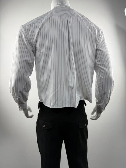 New British Retro Men Striped Shirts Trendy Loose Lapel Long Sleeve Cardigan Tops Autumn Leisure High Quality Basic Blouse S-2XL