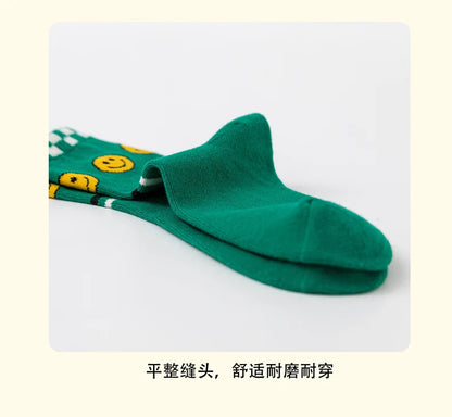 5pairs/Lot autumn winter girls cotton socks child student socks smile boys new Fashion multi-color warmer baby kids sport socks