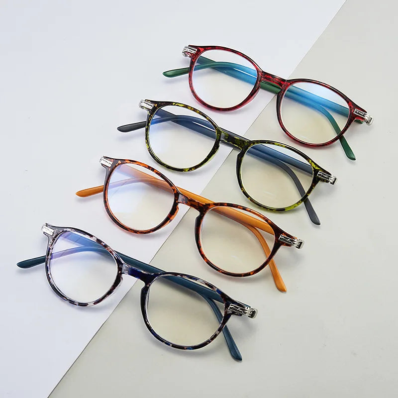 Reading Glasses Unisex – Small Round Frame Anti Blue Light Eyewear With Plastic Titanium Frame