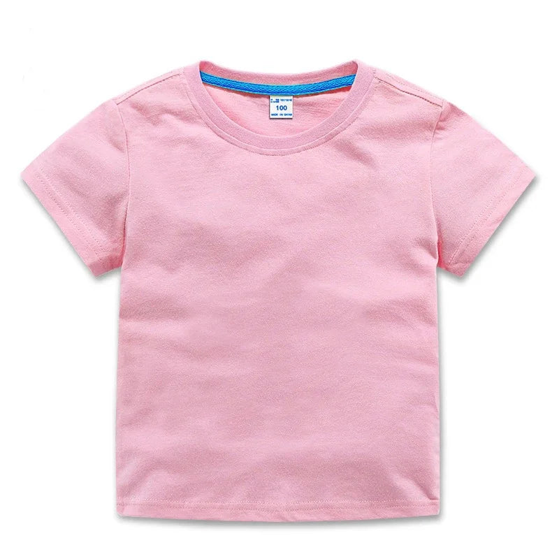 Summer Kids Tops Tees Baby Kids Tshirts Blouse Clothes 24M 2-10Years 10 Colors Solid Children T-shirt for Boys Girls Cotton