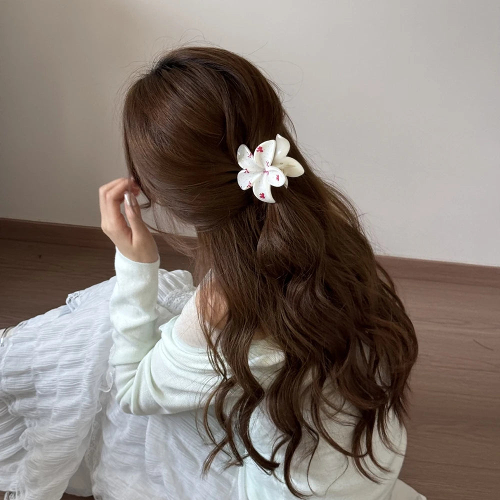 2026 New Trend Cute Flower Shape Hair Claw Set Sweet Cherry Print Hair Clips Hair Accessories For Women Girls Daily Summer Wear